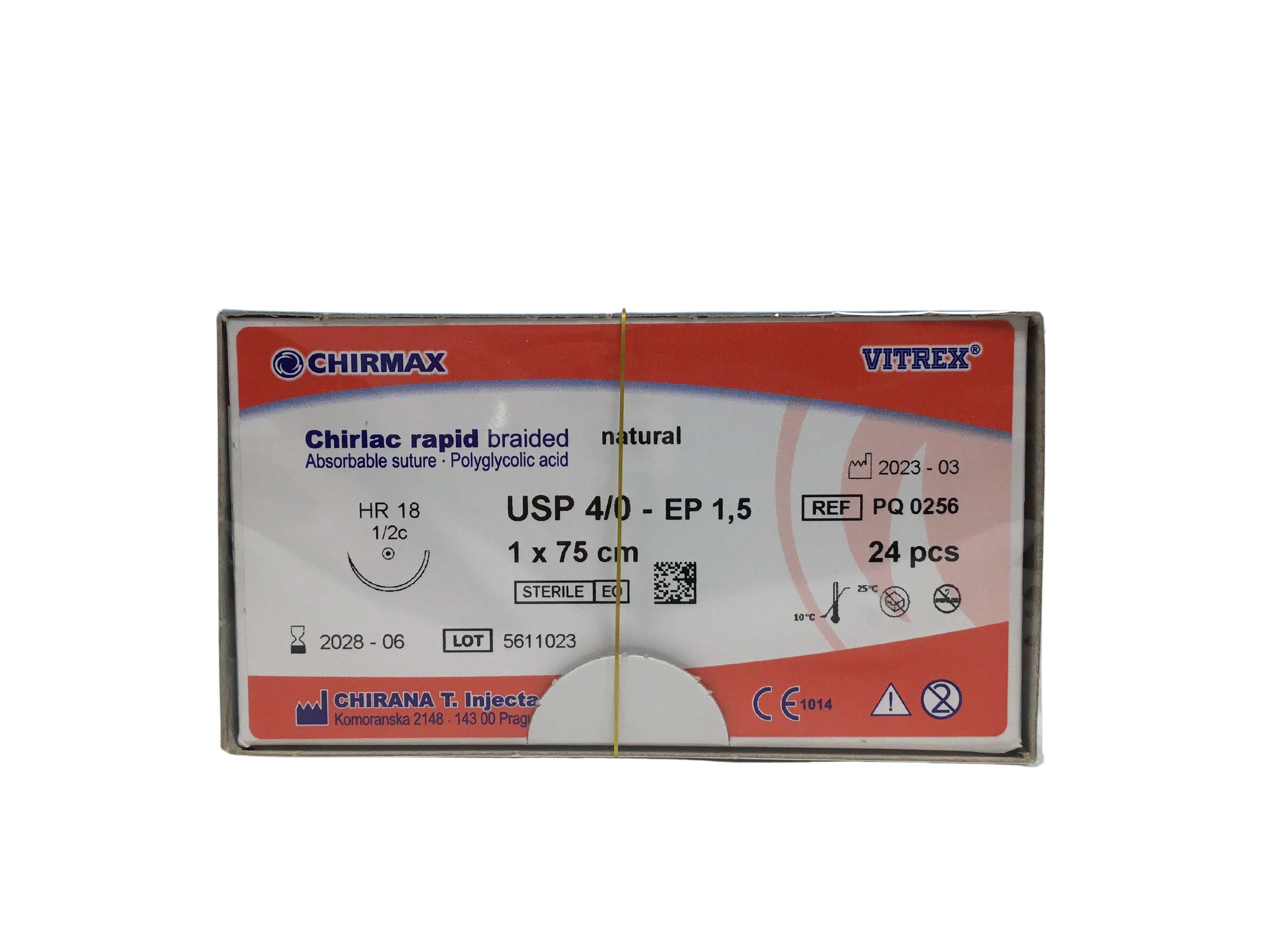 Chirlac Rapid sutur 4-0, HR 18 mm needle, 70 cm undyed