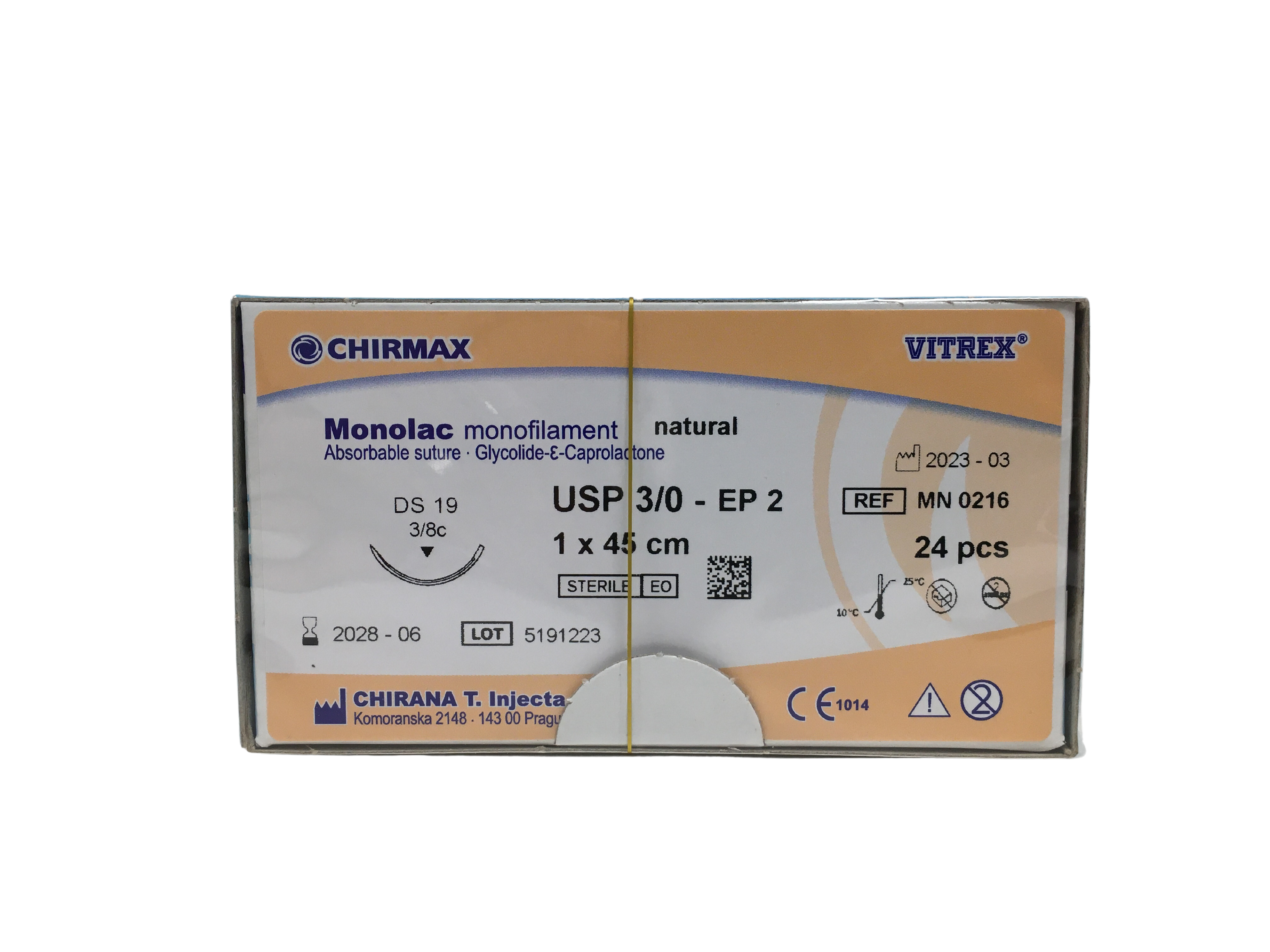 Monolac sutur 3-0, DS 19 mm needle, 45 cm undyed