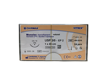 Monolac sutur 3-0, DS 19 mm needle, 45 cm undyed