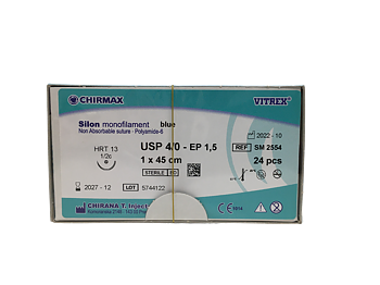 Silon suture 4-0, HRT 13 mm needle, 45 cm blue