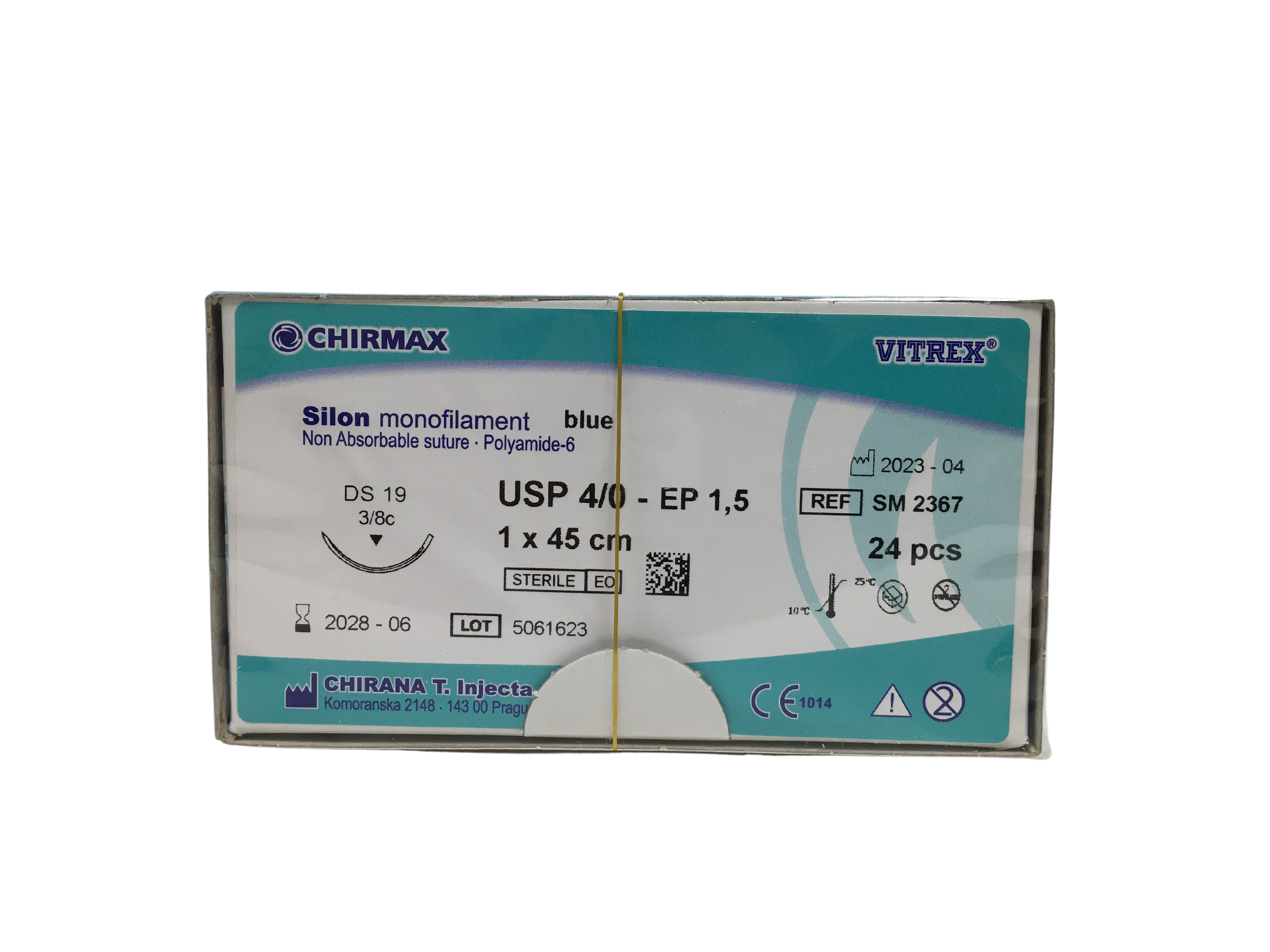 Silon suture 4-0, DS 19 mm needle, 45 cm blue