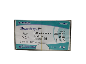 Silon suture 4-0, DS 19 mm needle, 45 cm blue