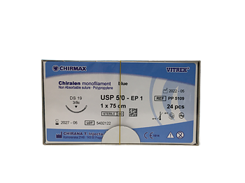 Chiralen sutur 5-0, DS 19 mm needle, 75 cm blue