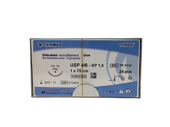 Chiralen sutur 4-0, DS 19 mm needle, 75 cm blue