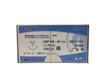 Chiralen sutur 4-0, HR 22 mm needle, 75 cm blue