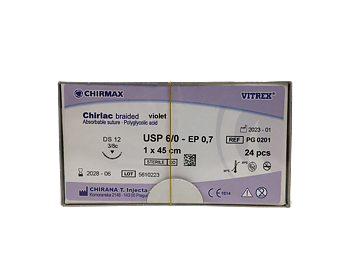 Chirlac suture 6-0, DS 12 mm needle, 45 cm violet