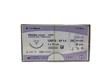 Chirlac suture 0, DS 30 mm needle, 75 cm violet