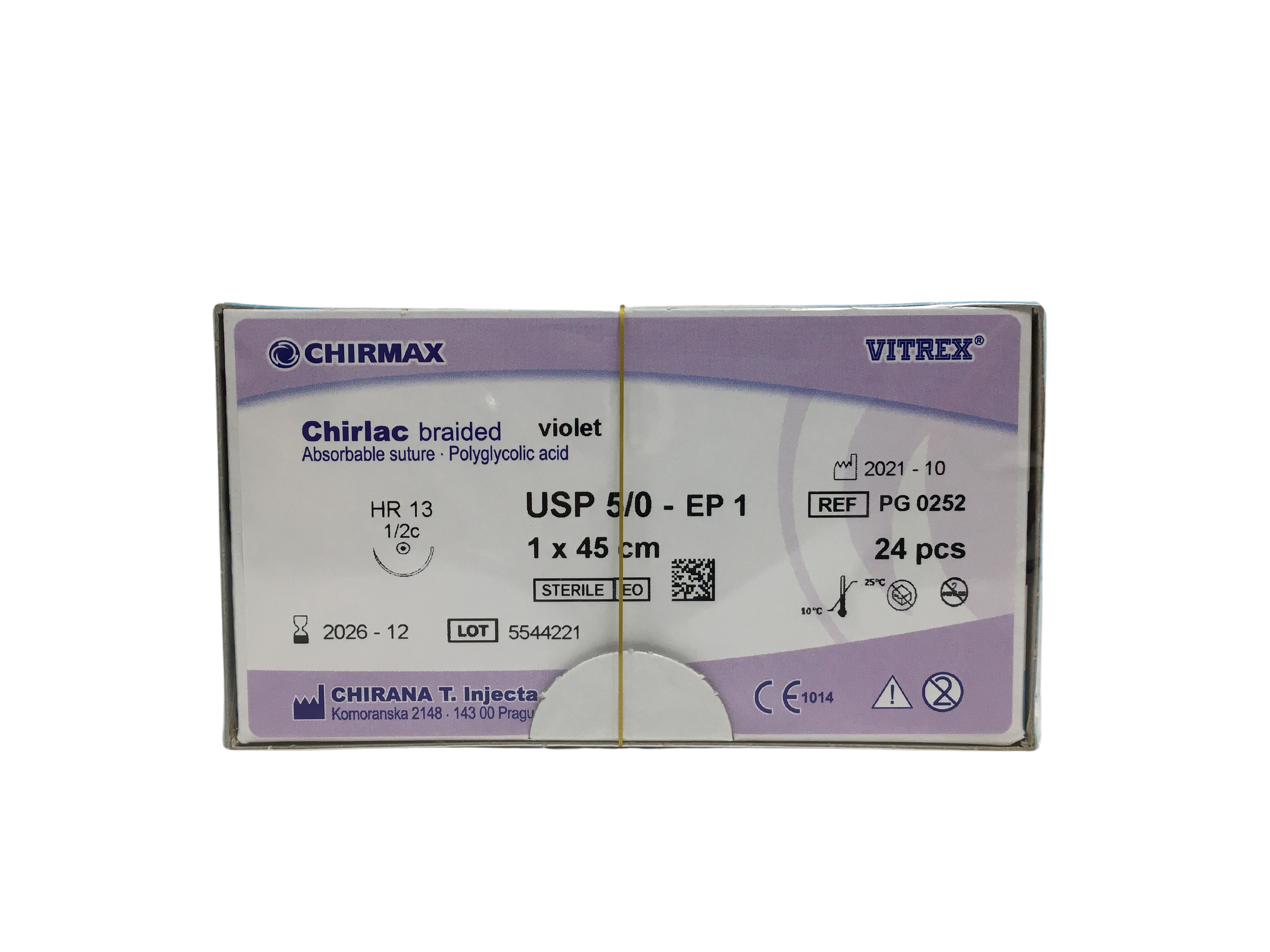 Chirlac suture 5-0, HR 13 mm needle, 45 cm violet