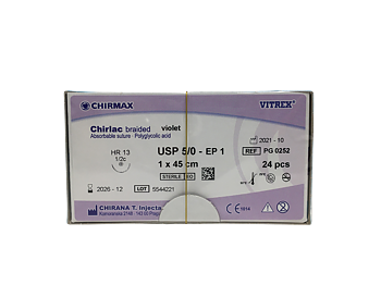 Chirlac suture 5-0, HR 13 mm needle, 45 cm violet
