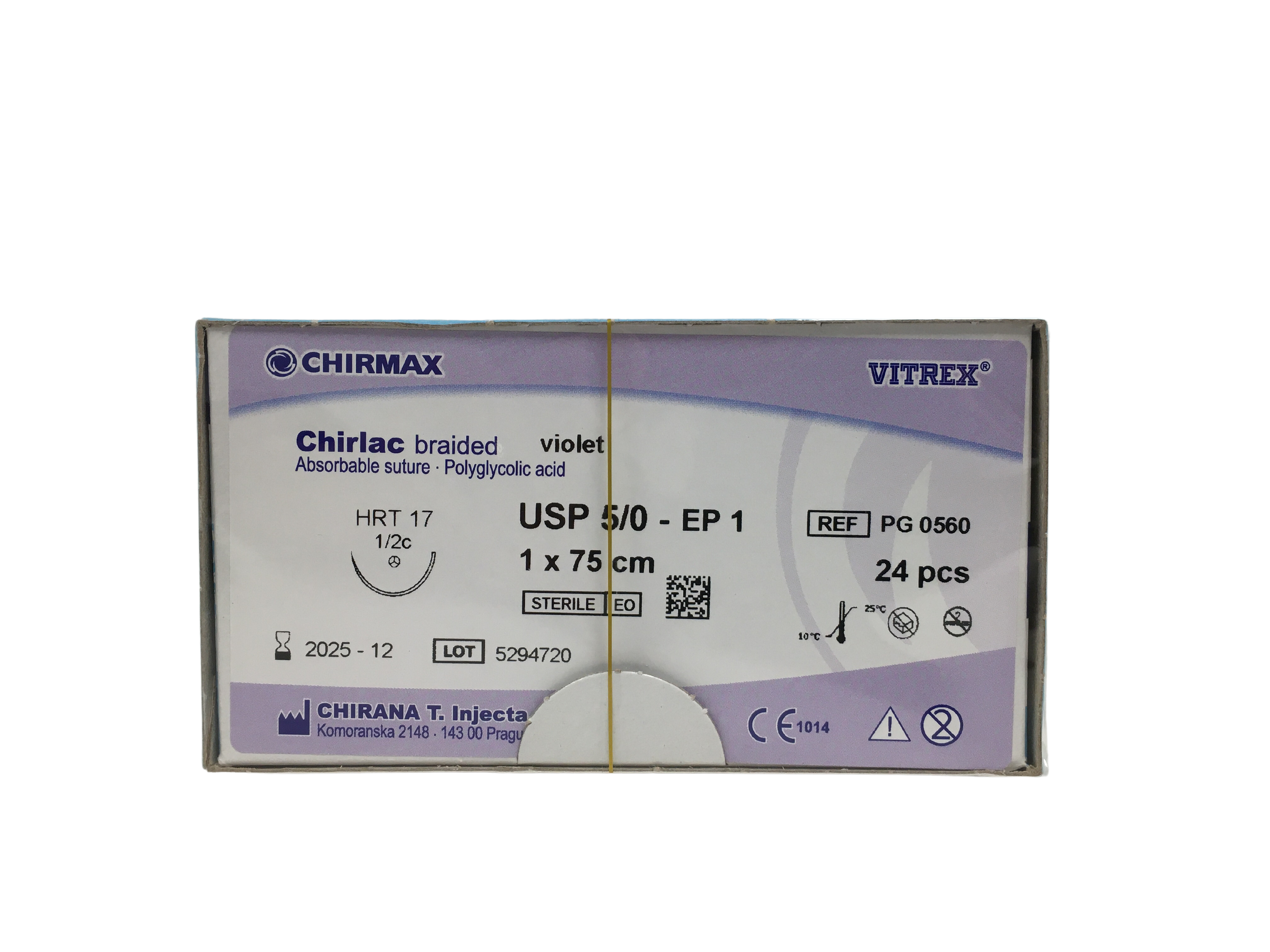 Chirlac suture 5-0, HRT 17 mm needle, 70 cm violet