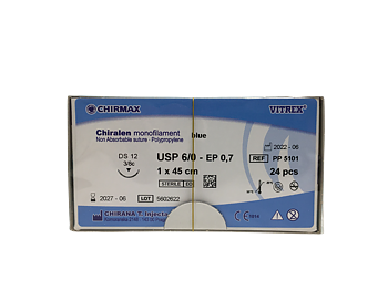 Chiralen sutur 6-0, DS 12 mm needle, 45 cm blue