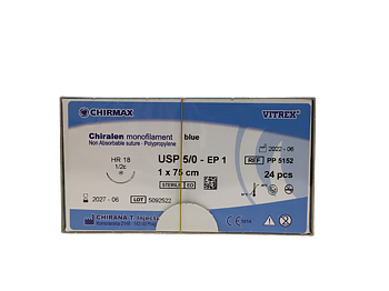 Chiralen sutur 5-0, HR 18 mm needle, 75 cm blue