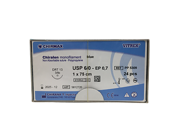 Chiralen sutur 6-0, DRT 13 mm needle, 75 cm blue