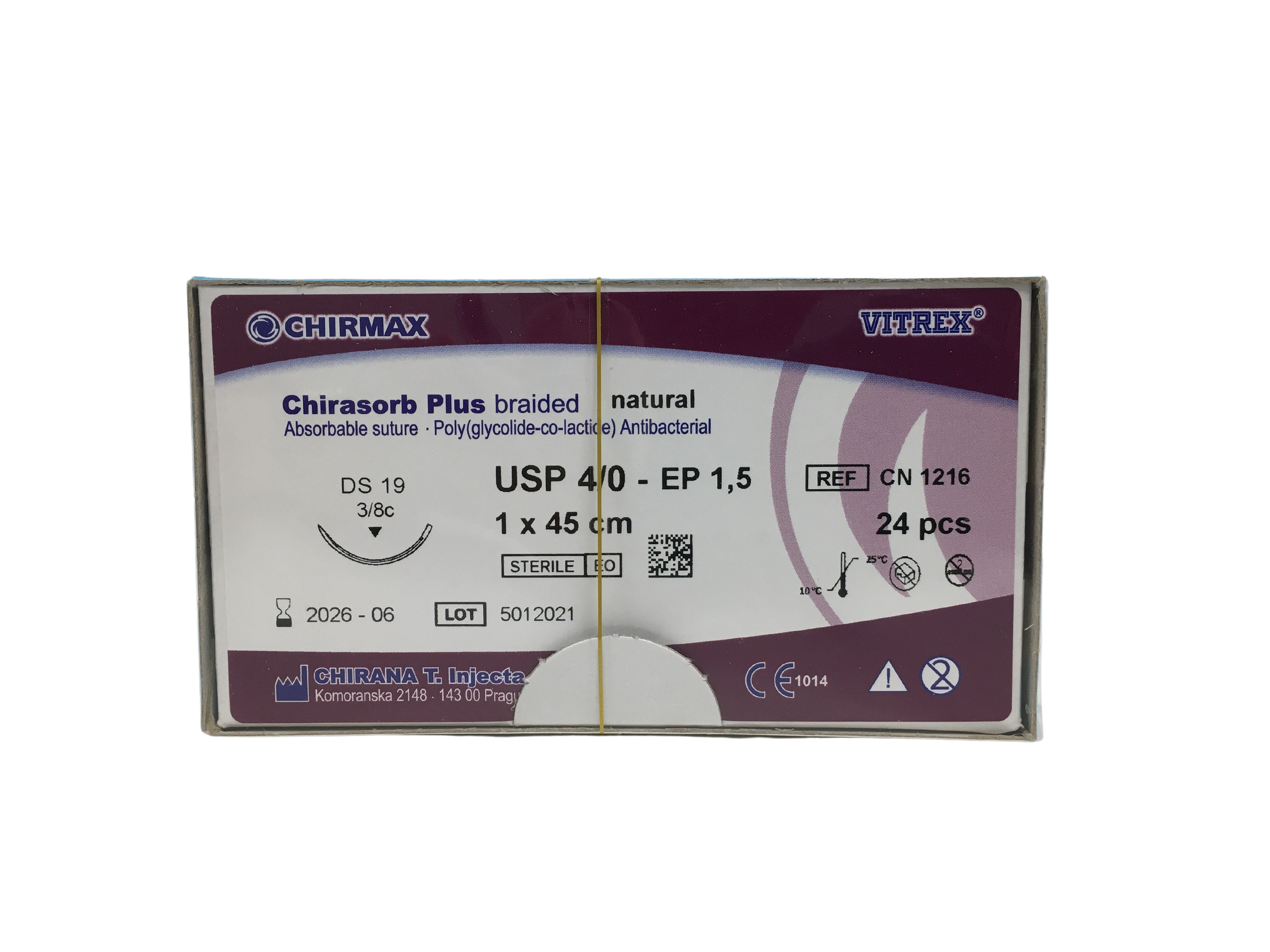 Chirasorb Plus suture 4-0, DS 19 mm needle, 45 cm undyed