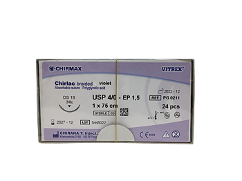 Chirlac suture 4-0, DS 19 mm needle, 75 cm violet