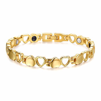 Magnetarmband "Hearts" i rostfritt stål med 18K Guldplätering