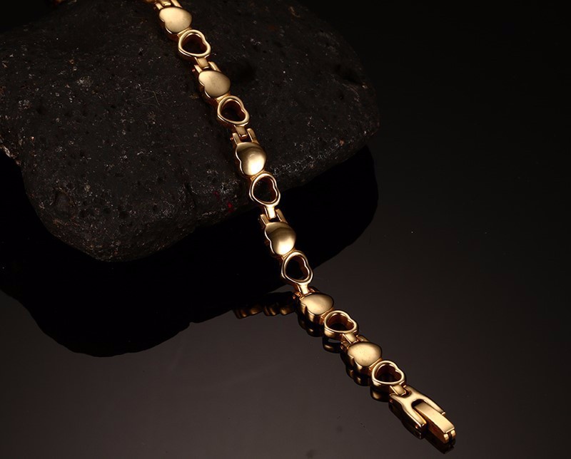 Magnetarmband "Hearts" i rostfritt stål med 18K Guldplätering - 7