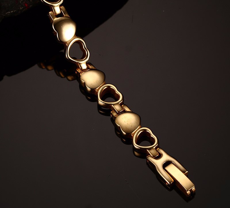 Magnetarmband "Hearts" i rostfritt stål med 18K Guldplätering - 8