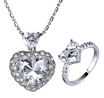 Smyckeset med Cubic Zirconia Solitaire samt i Platinumplätering