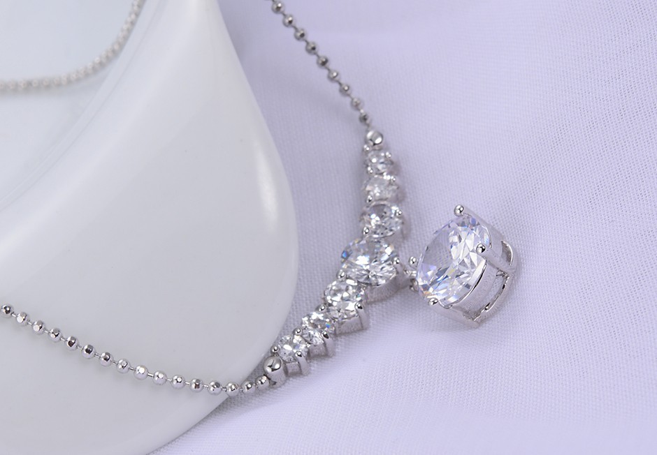 Smyckeset med Cubic Zirconia Solitaire samt i Platinumplätering - 5