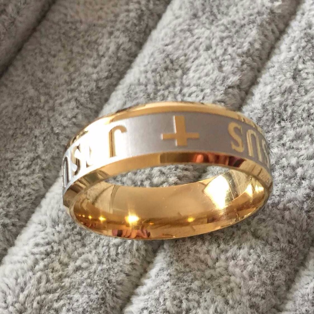 Ring "Jesus" i Titanium- och 18K Guldplätering - 3