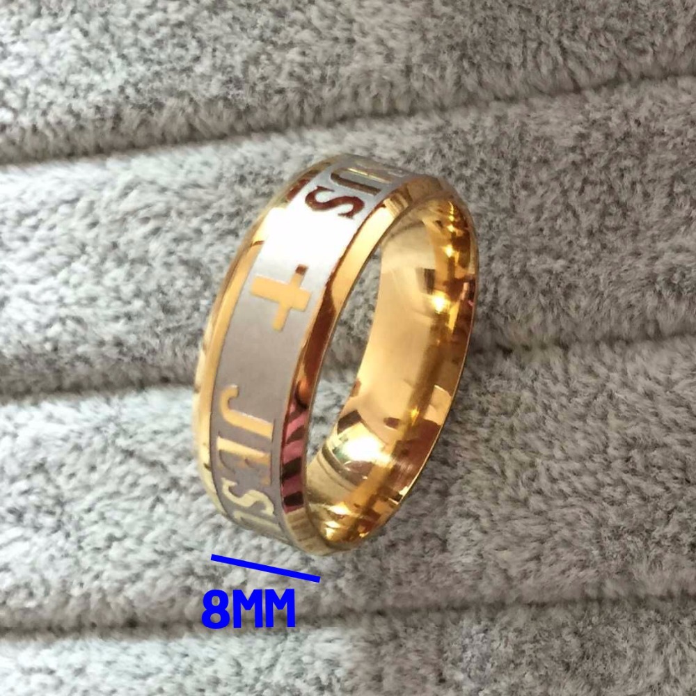 Ring "Jesus" i Titanium- och 18K Guldplätering - 2