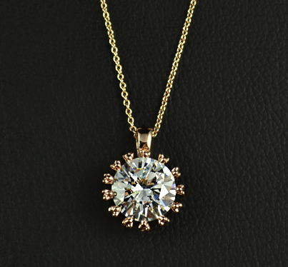 Halsband "Star" med stort hänge i Cubic Zirconia och guldplätering - 2