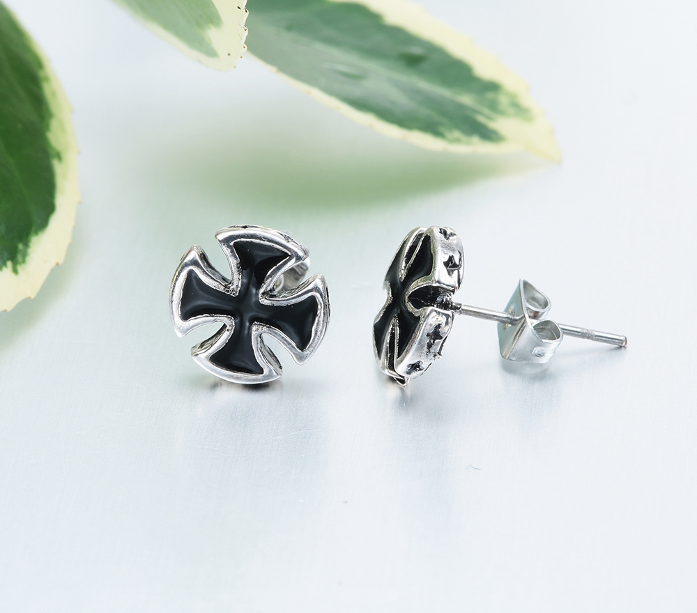 Örhänge "Silver Cross" i Antik Silverplätering -Unisex - 4
