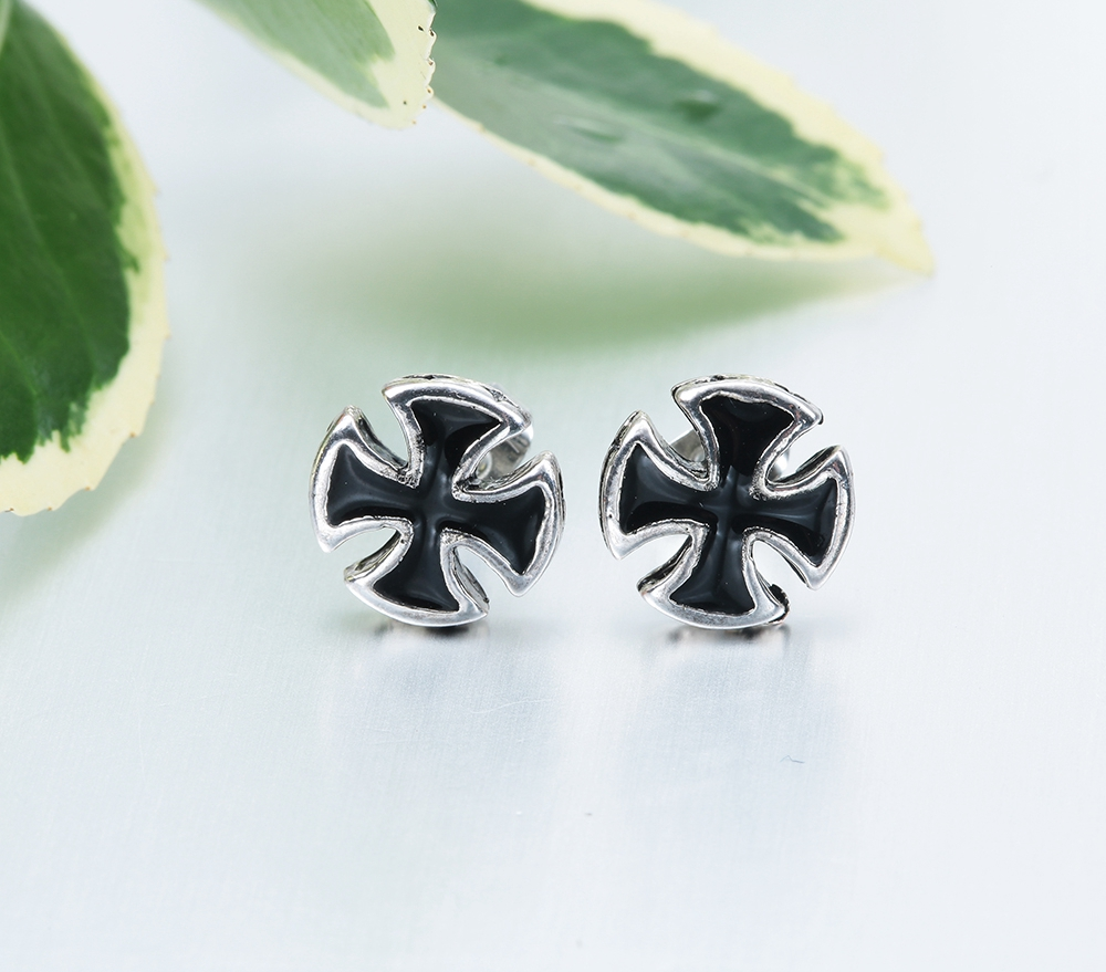 Örhänge "Silver Cross" i Antik Silverplätering -Unisex - 3