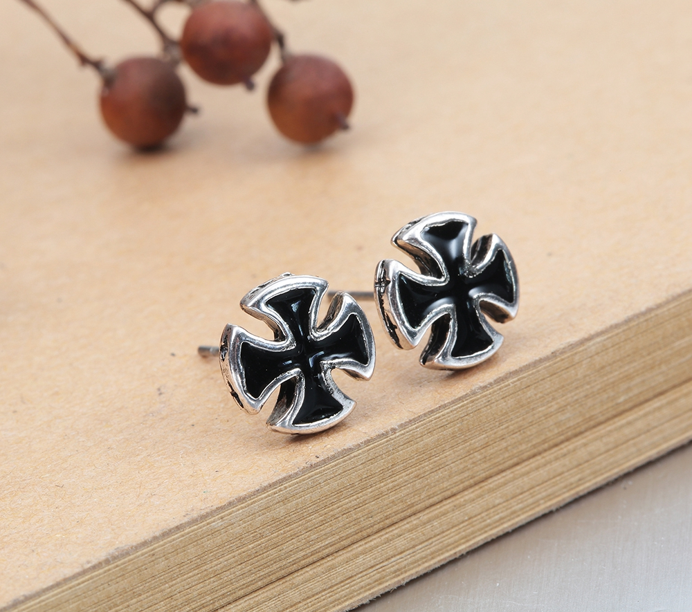Örhänge "Silver Cross" i Antik Silverplätering -Unisex - 2