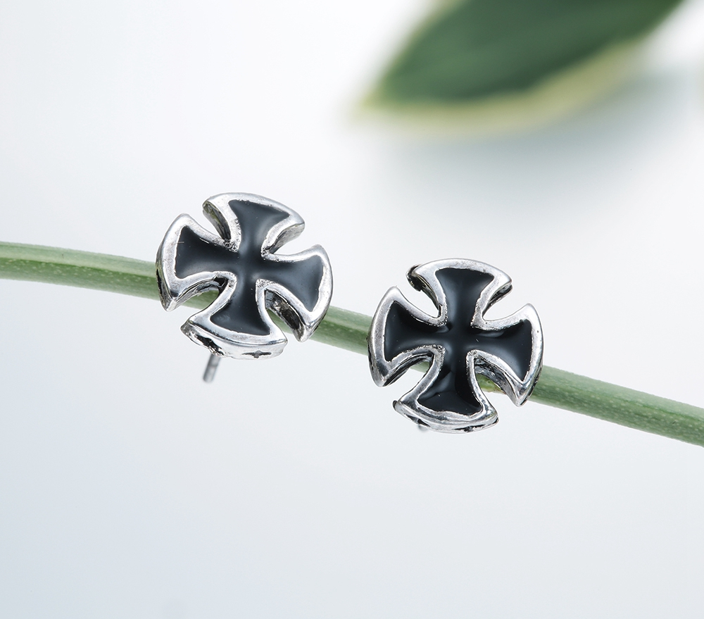 Örhänge "Silver Cross" i Antik Silverplätering -Unisex - 5