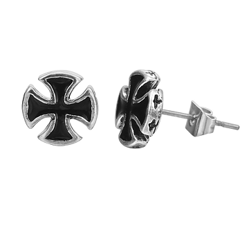 Örhänge "Silver Cross" i Antik Silverplätering -Unisex