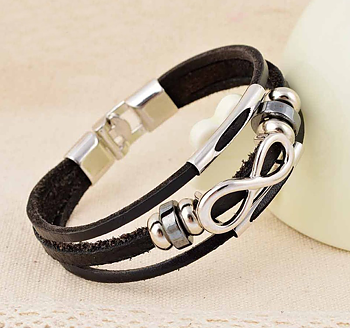 Läderarmband "Infinity" -Svart
