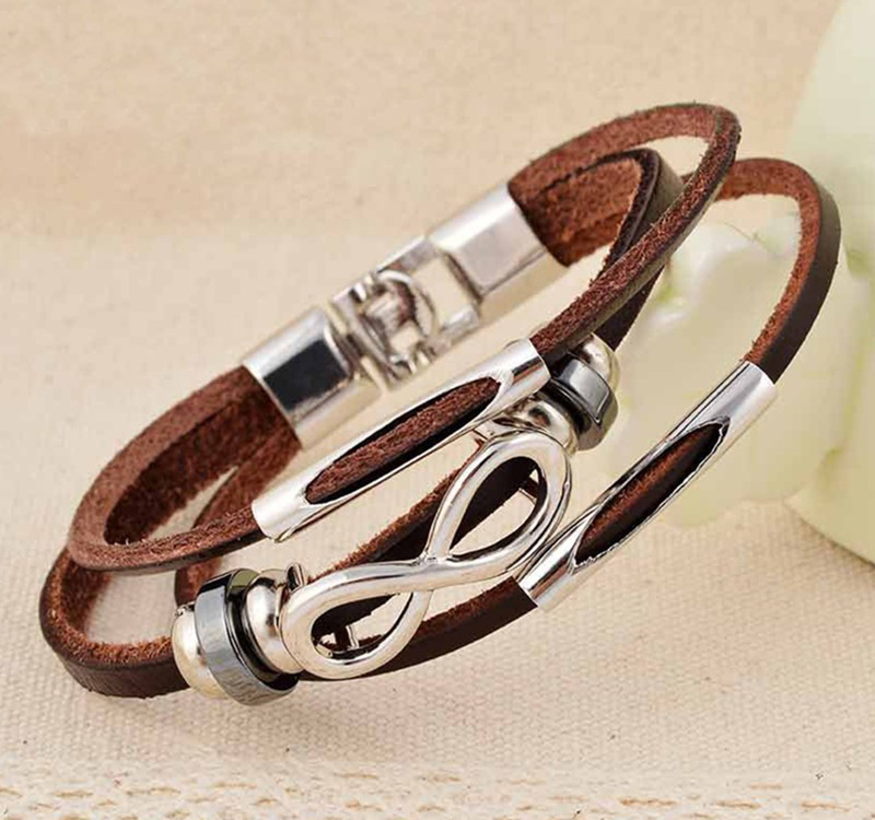Läderarmband "Infinity" -Brun