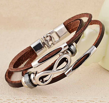 Läderarmband "Infinity" -Brun