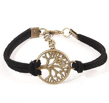 Läderarmband "Tree of Life" -Svart