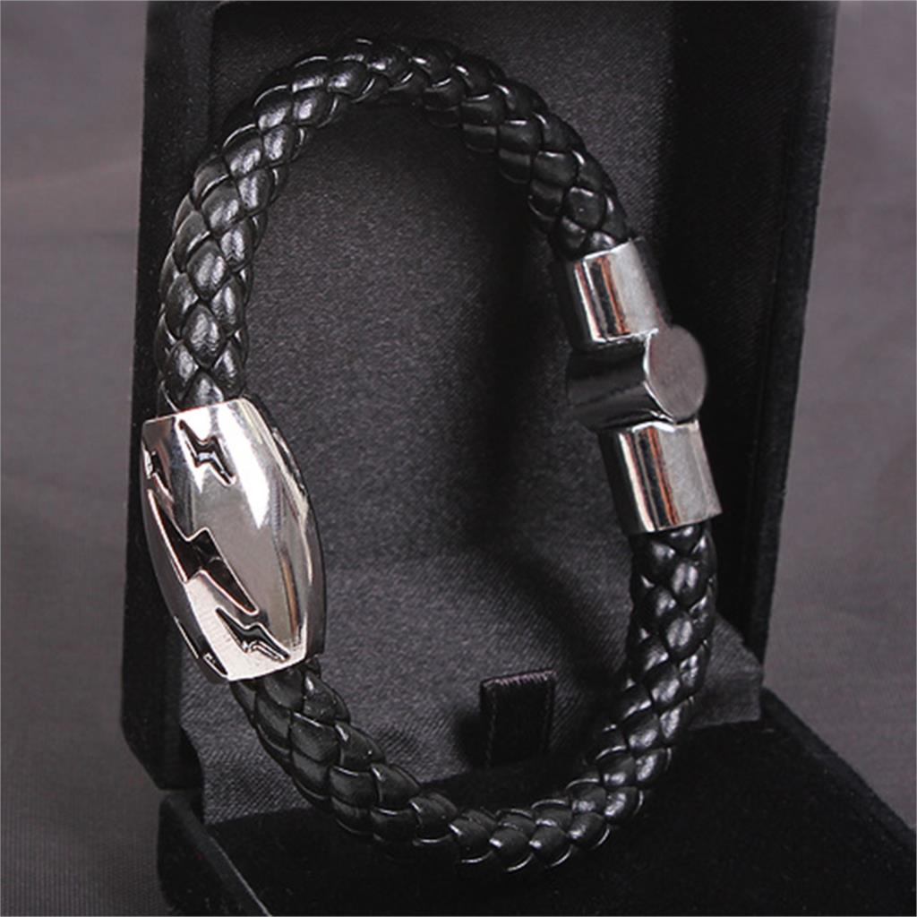Läderarmband "Lightning" med magnetlsåning i Titanium -Svart - 5