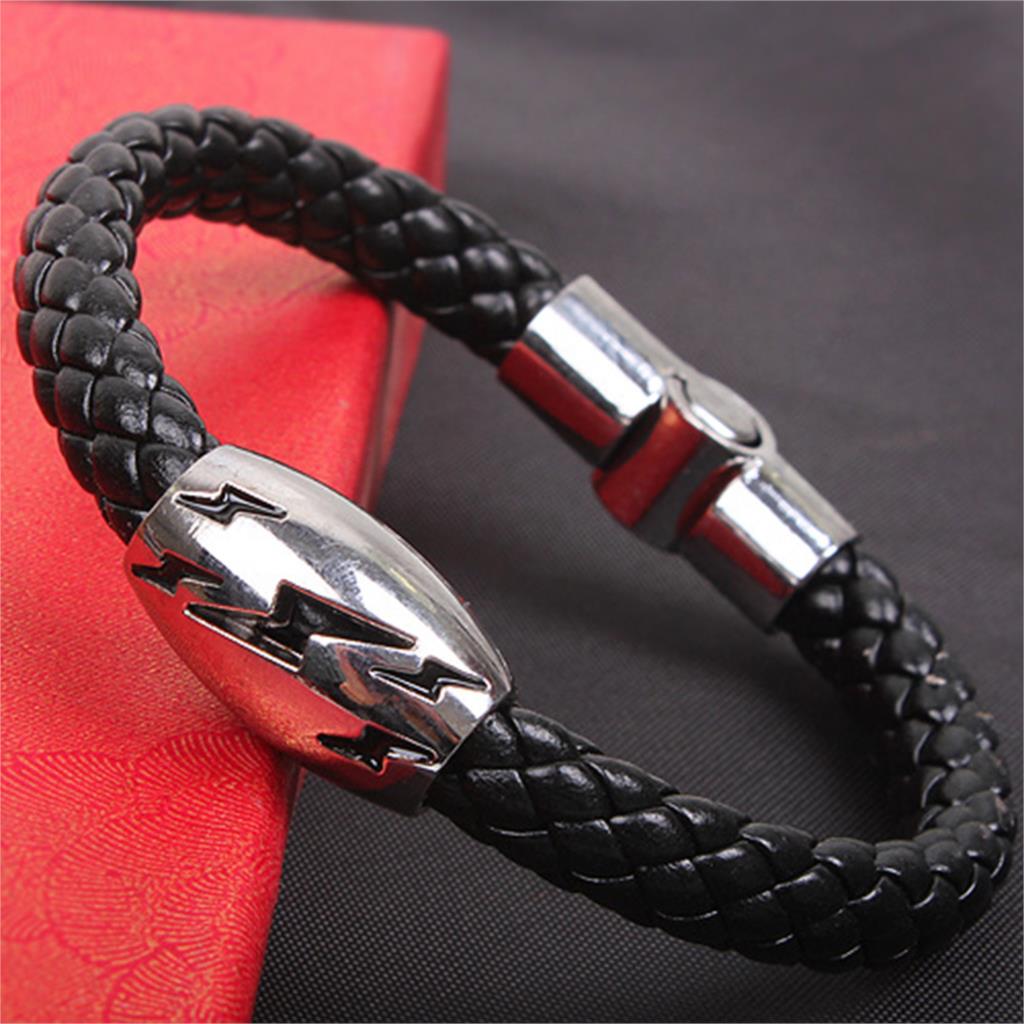 Läderarmband "Lightning" med magnetlsåning i Titanium -Svart - 6