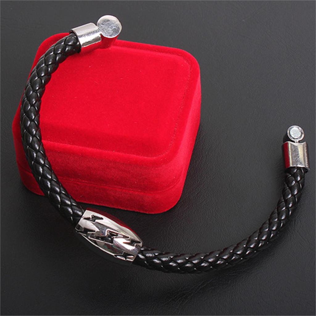 Läderarmband "Lightning" med magnetlsåning i Titanium -Svart - 3