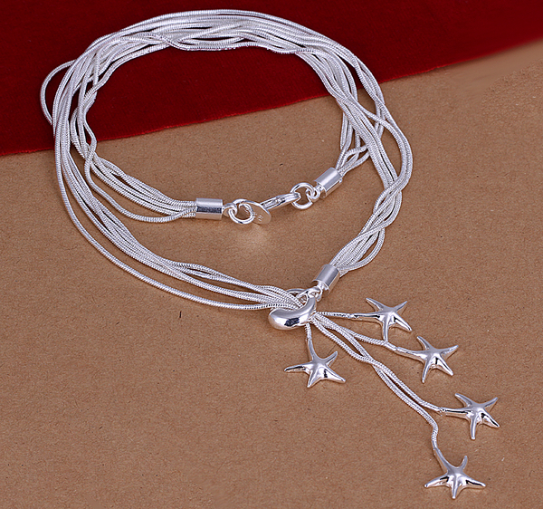 Halsband "Sjöstjärnor" i 925 Sterling Silverplätering