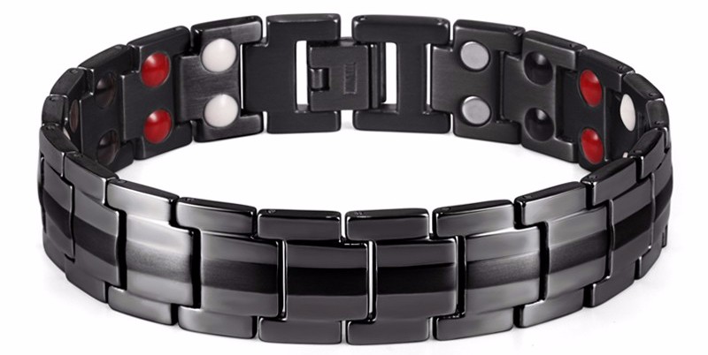 Magnetarmband i rostfritt stål  -Svart - 2