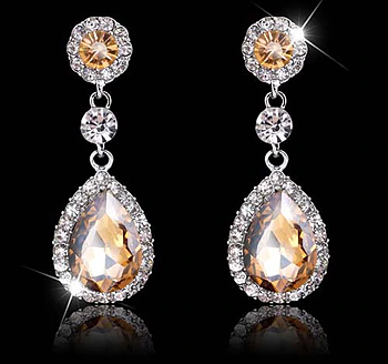 Stora Örhängen fyllda med Cubic Zirconia samt i platinumplätering -Champange