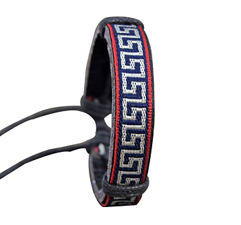 Läderarmband med Rött och Silverfärgat Etniskt mönster