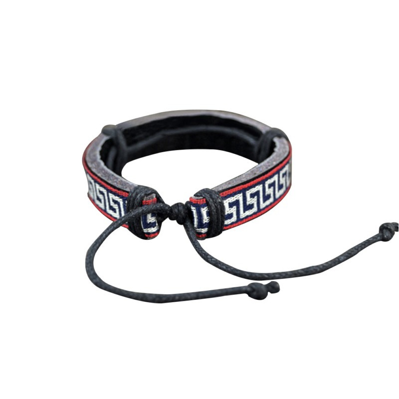 Läderarmband med Rött och Silverfärgat Etniskt mönster - 2