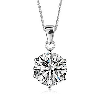 Halsband med Cubic Zirconia 6mm och i  925 Sterling Silverplätering