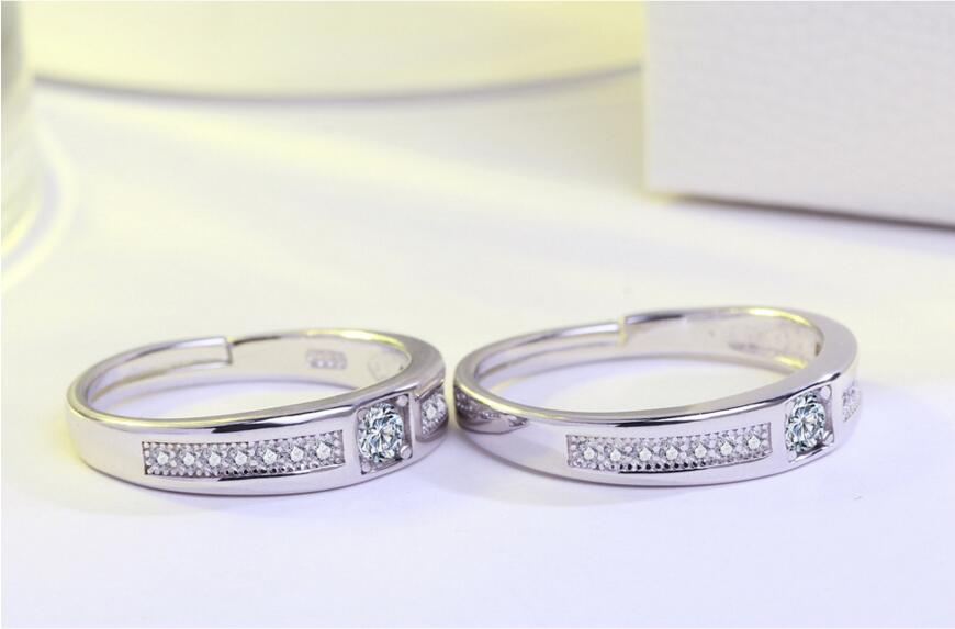 Parringar med Cubic Zirconia och i Platinumplätering - 4