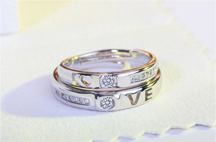 Parringar "LOVE" med Cubic Zirconia och i Platinumplätering - 3