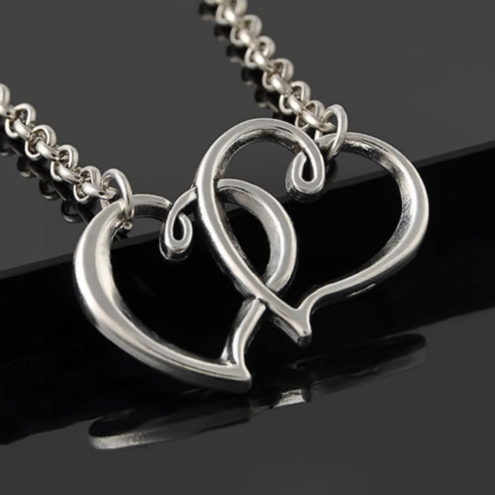 Ankelkedja "Double Hearts" i antik 925 Sterling Silverplätering - 6