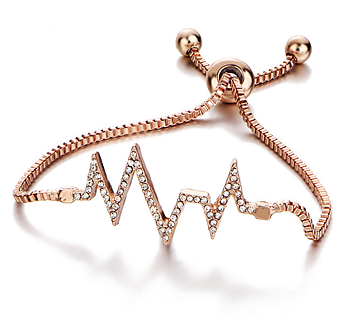 Armband "Hjärtslag" med Cubic Zirconia och i 18 K Ros Guldplätering