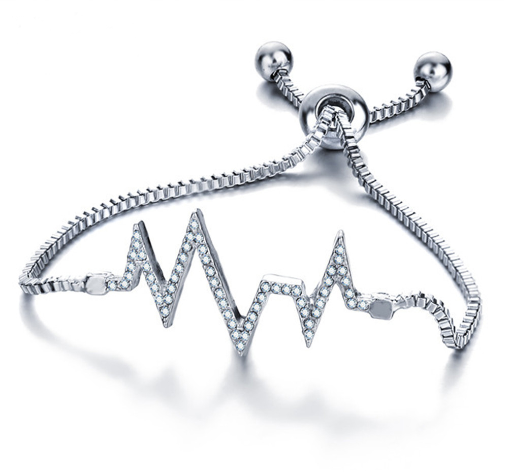 Armband "Hjärtslag" med Cubic Zirconia och i 925 Sterling Silverplätering